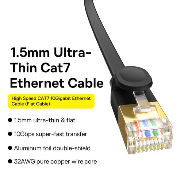 BASEUS 2 m Cat7 RJ45 Netværkskabel Sort
