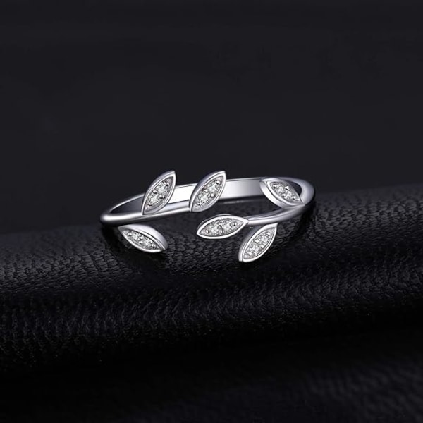 Women's Olive Leaf Cubic Zirconia Ring, 925 Sterling Silver Open Ring, Cubic Zirconia Jewelry Promise Ring