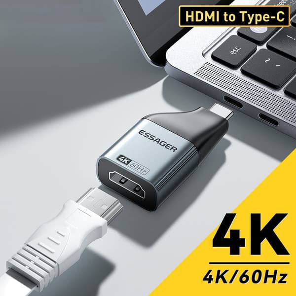 ESSAGER 4K 60Hz HDMI Hun Til USB-C Han Adapter Grå size 17
