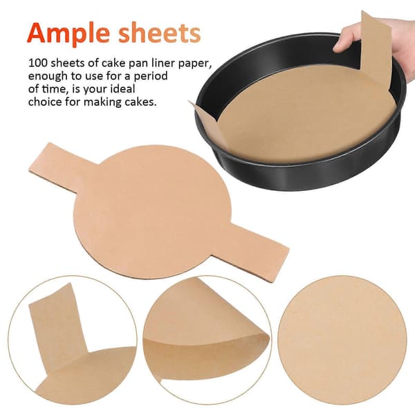 100 ark bagepapir runde kageform bagepapir non-stick bagepapir til bagning af kager, cheesecakes og airfryers