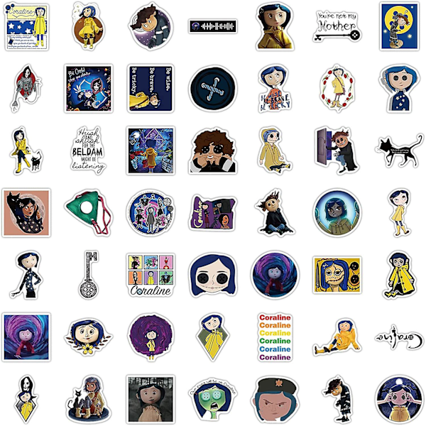 Coraline Vedenpitävät Tarrat (100 kpl) Hydroflask Vedenpullolle Esteettiset Vinyyli Tarrat Kannettavalle Lautakuntoon Matkalaukkuun Teineille Lapsille/cor Cor