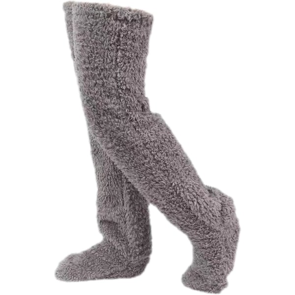 Snugglepaws Sokkeslippers, Kvinder Skridsikre Slippersokker Hyggelige Fuzzy Sokker, Søde Varme Sokker Benvarmere Knæstrømper Vintergave Dark grey