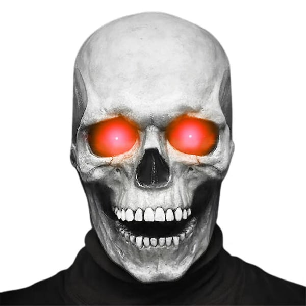 Halloween Horror Skull Maske Glødende Bevægelig Kæbe Hovedbeklædning Fest Rekvisitter Light Skull With Red Light