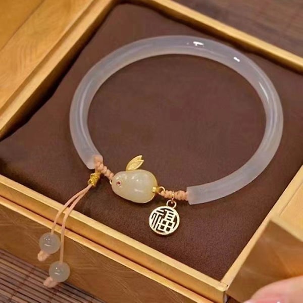 Kanin armbånd vedhæng runde beaded armbånd Justerbare vintage perler armbånd Fu Pai and Rabbit