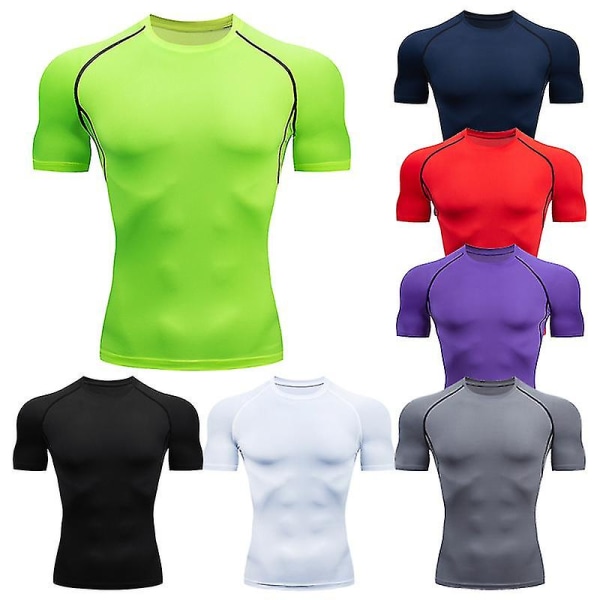 Kompressionslöpartröjor Herr Dry Fit Fitness Gym Herr Rashguard T-shirts Fotbollsträning Bodybuilding Stretchiga kläder 2022