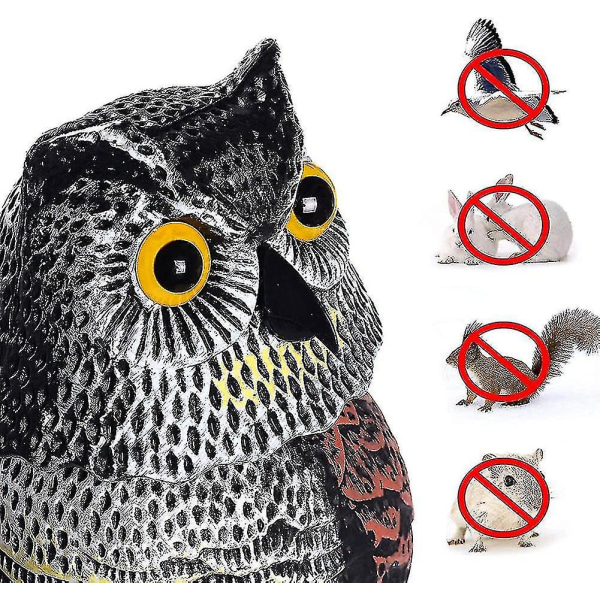 Ugle med 360 roterende hoved skræmme fugle / due / måge / krage plastik ugle realistiske ugle statuer ugle udendørs have ugle terrasse ugle dekoration ugle græsplæne ugle