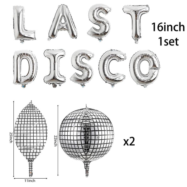 Sett Siste Disco Ballonger Bachelorette Dekorasjoner Speil Folie Ballong Brev Bursdag Disco Ball Festrekvisita