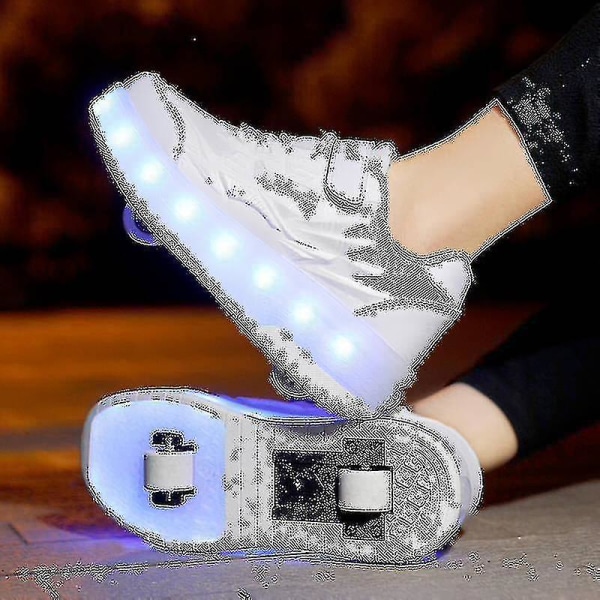 Barn Sneakers Dubbelhjuliga Skor Led Ljus Skor Q7-yky