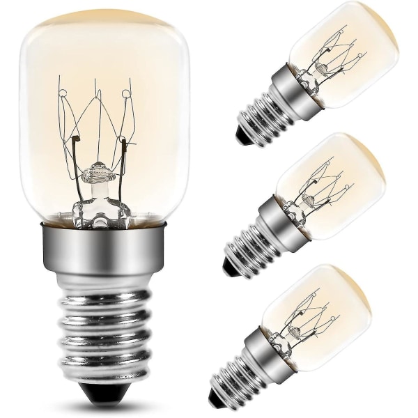 Uunin hehkulamppu 25w, E14 T25 hehkulamppu 2200k lämmin valkoinen, 300 astetta Pygmy-lamput uuniin, mikroaaltouuniin, suolalamppu, 4 kpl pakkaus