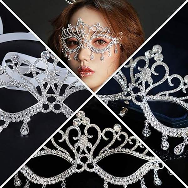 Masquerade-naamio, timanttikivillä koristeltu naamio, häänaamio, kristallitimanttikivillä koristeltu naamio, naamio silmille Halloween-juhliin, naamiaisiin, naamiaisasuihin