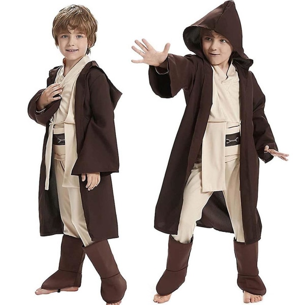 4-12 år Barn Star Wars Jedi Cosplay Luke Skywalker Kostyme Hettekappe Kappe Beltebuksesett Antrekk Gaver 4-6 Years