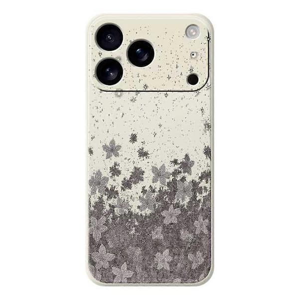 Deksel til iPhone 17 Pro Max, grått blomstermønster, rett kant, TPU-bakdeksel Multicolor Beige