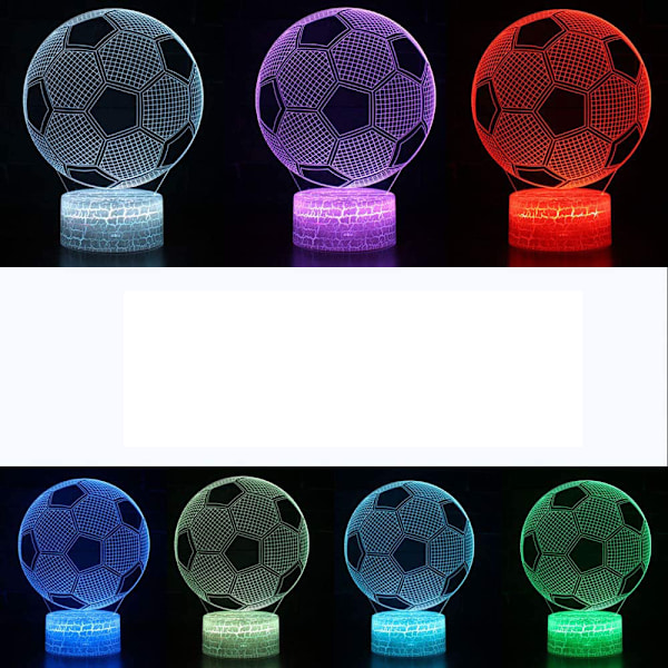 3D fotball lampe LED nattlys med fjernkontroll 7 farger