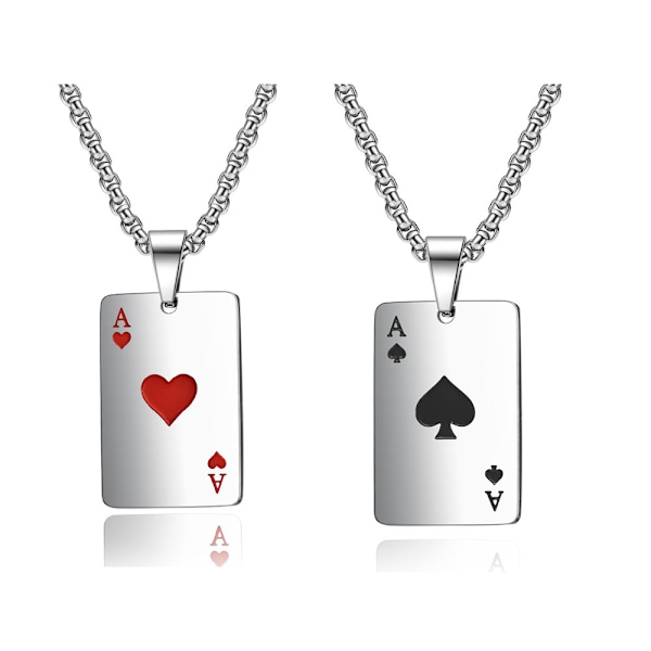 Ess-smykke med hjerter og spar for menn, Ess i kortstokk-smykke, Ess i pokerspill-smykke med 22,4