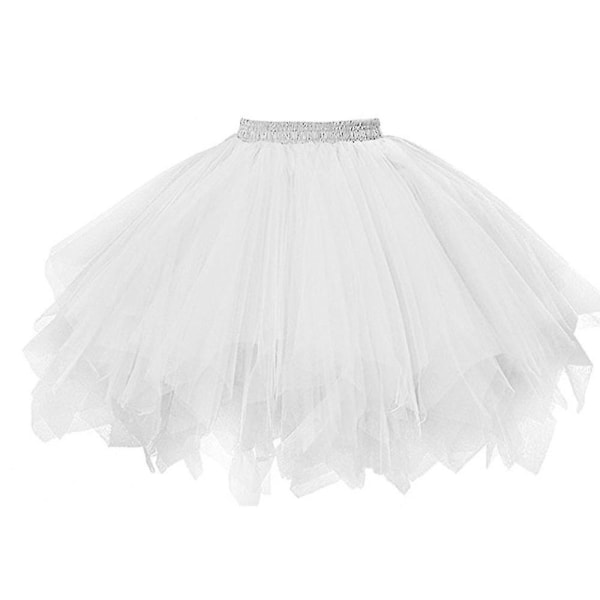 Kjol Dam Mesh Tyll Princess Elastisk Vuxen Kort Tutu Dans White