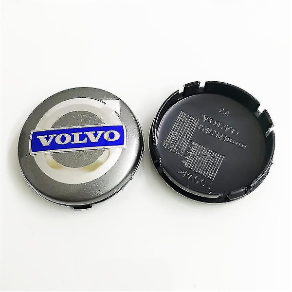 Abs Plastic Cover 64mm For Volvo Hub Caps Volvo Volvo Hub Caps 64mm-volvo Grey (pack Of Four)