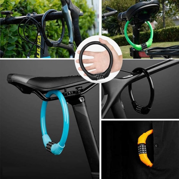 Sykkellås, 4-sifret tilbakestillbar minikombinasjonspassord med høy sikkerhet, sykkellås, bærbar utendørs anti-tyveri sykkellås