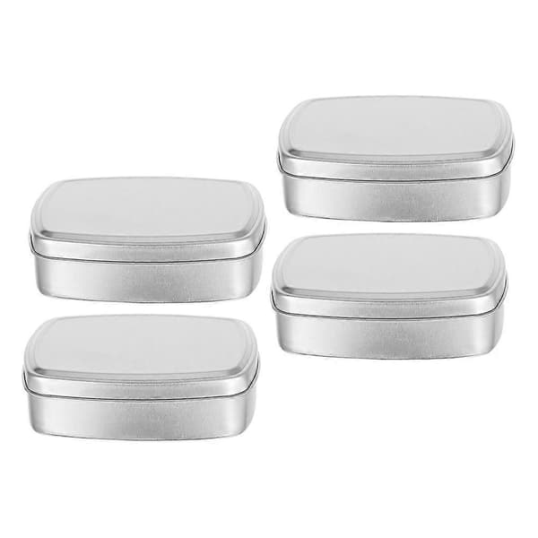 4 stk. tomme aluminiumsbokser, påfyllbare beholdere, stearinlys, kosmetikk, oppbevaringsbokser