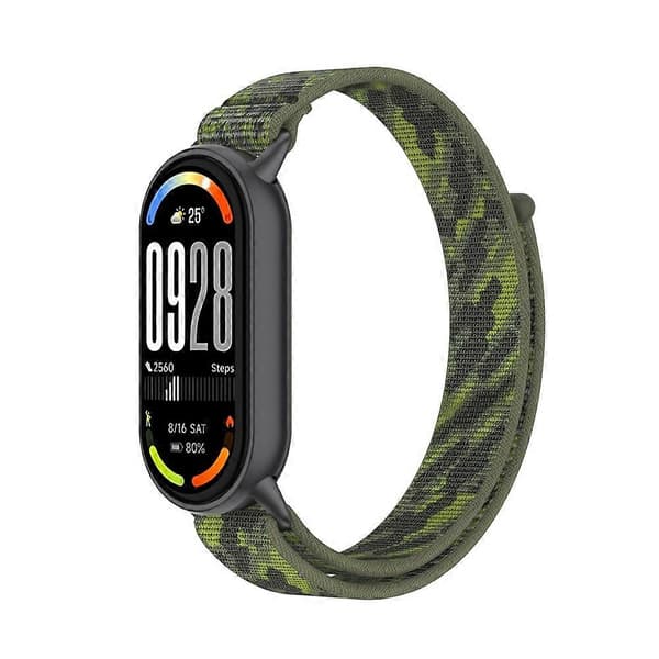 Håndledsrem kompatibel med Xiaomi Smart Band 10 / 9 / 8 Magic Tape Nylon Loop Urrem Green