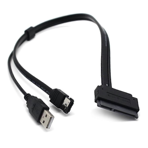 2,5 tums enhet SATA 22Pin till eSATA Data USB-driven kabeladapter optimerad för SSD, stöder UA black
