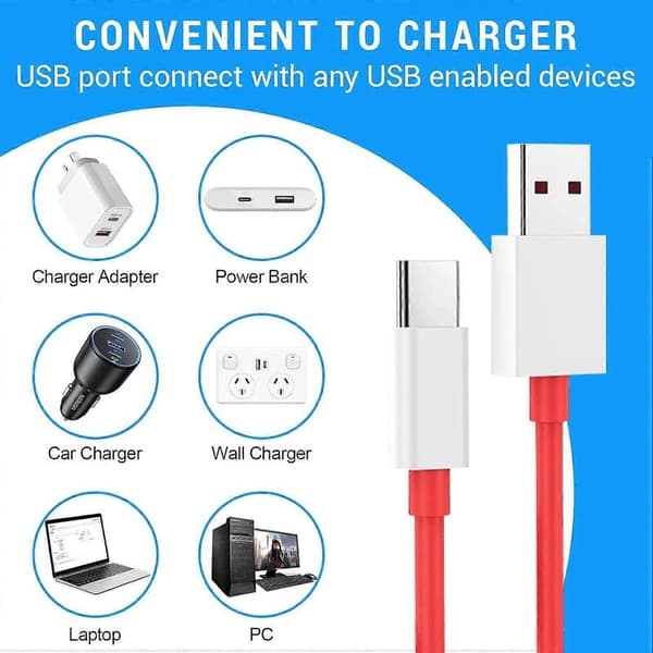2M Ladekabel for Oneplus Lader USB C 100W/80W Hurtiglading