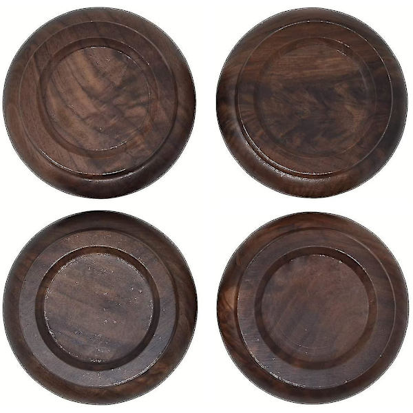 4 stk. klaverhjulskåler i massivt træ, førsteklasses klaverhjulskåler til møbelben - hurtig levering Black Walnut