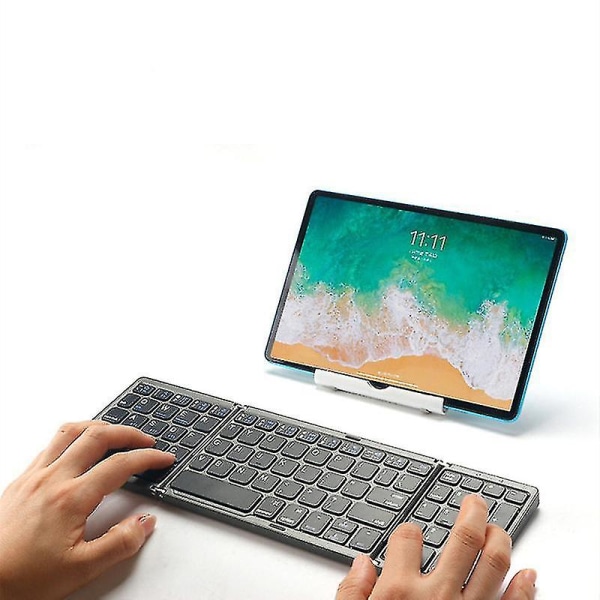 Bärbar hopfällbar 81-tangenters Bluetooth-tangentbord för hemmakontor, trådlöst tangentbord med numeriskt område --