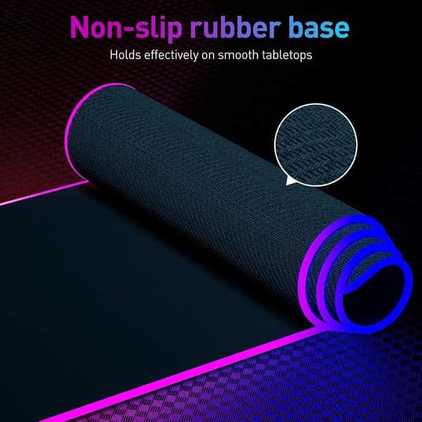 RGB-belyst musemåtte, LED-musemåtte, stor musemåtte – 250 × 350 × 3 mm – Farveæske