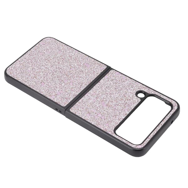 Glänsande Rosa Mobilskal med Mockafoder för Samsung Galaxy Z Flip 4 - Reptåligt