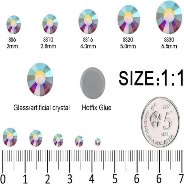 6530 st Hotfix Rhinestones AB Kristall Strass Flatback Glas