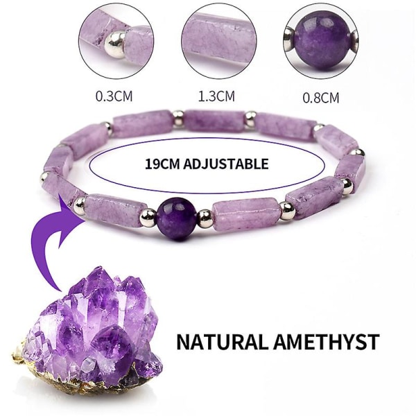 Naturlig ametyst Kroppsrensende slankearmbånd Stone For Women Healing Yoga Purple