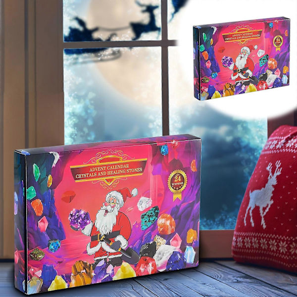2024 Julekalender 24 Naturlige Krystal Agat Fossiler Dag Multi-color
