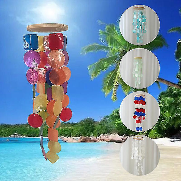 Konstverk Capiz Trädgård Vindspel Med Cool, Naturlig Zen Charm White