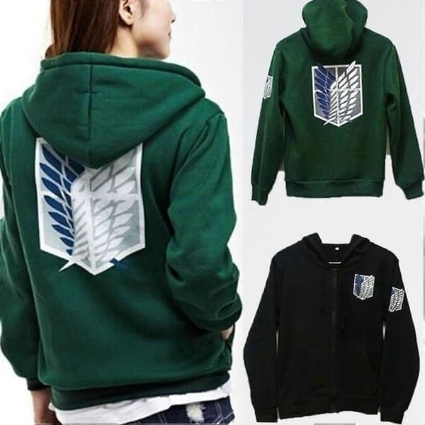 Cosplay Hettegenser Pullover Sweatshirt Attack on Titan Langermet Hettejakke Unisex black L