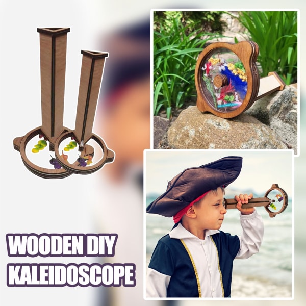 Gör-det-själv-kalejdoskop-kit för barn, gör-det-själv-kalejdoskop-kit i trä, hantverk för utomhusleksaker