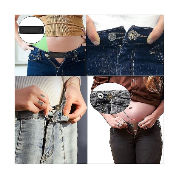 Knappeforlengere for jeans, 6 størrelser bukser Knapp midjeforlenger, fleksibel justerbar elastisk Wa As Shown