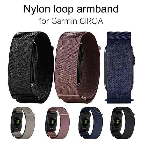 Nylonarmbånd til Garmin CIRQA, åndbart til justerbar træningsbrug Charcoal Black