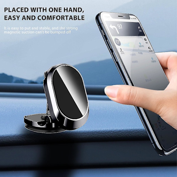 Bil hopfällbar magnetisk telefonhållare Bilinstrumentpanel 360 roterande navigationsfäste
