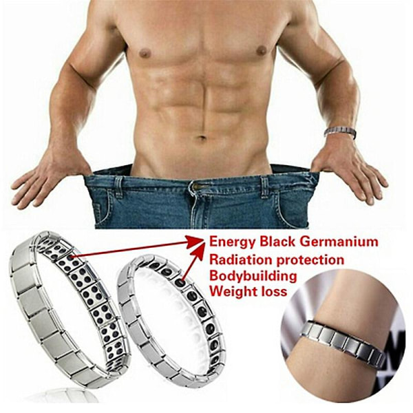 Titanium Stål Elastisk Stretch Armbånd Til Mænd Kvinder Energi Sundhed Armring Silver 19cm