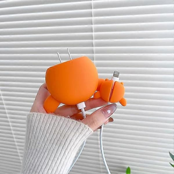 3D Tecknad Kawaii Skyddstillbehör för iPhone Laddare (Tiger)