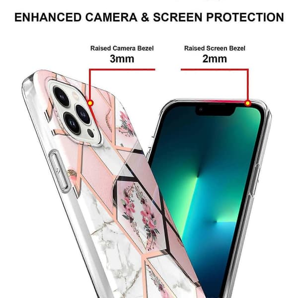 Spl Marmor Blomst TPU-deksel for 15 Pro Pink