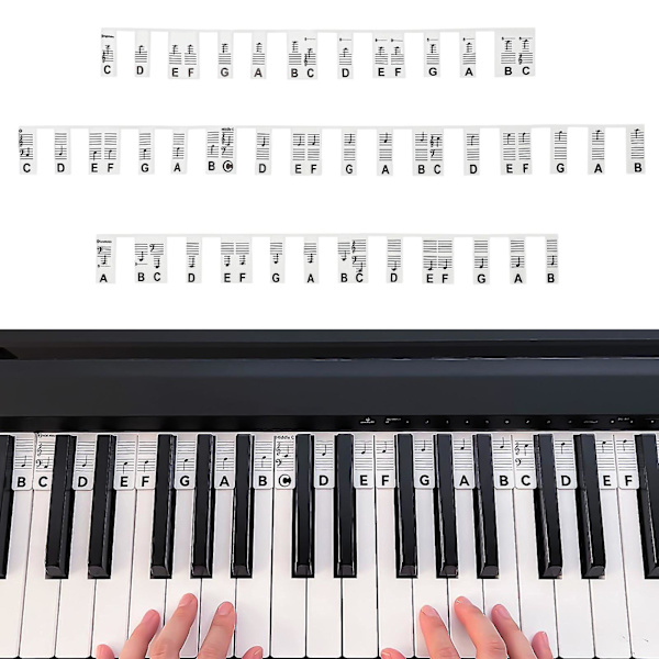 88-tangenters pianotastatur notkart for nybegynnere, fingerøvingsguide, undervisningshjelpemiddel