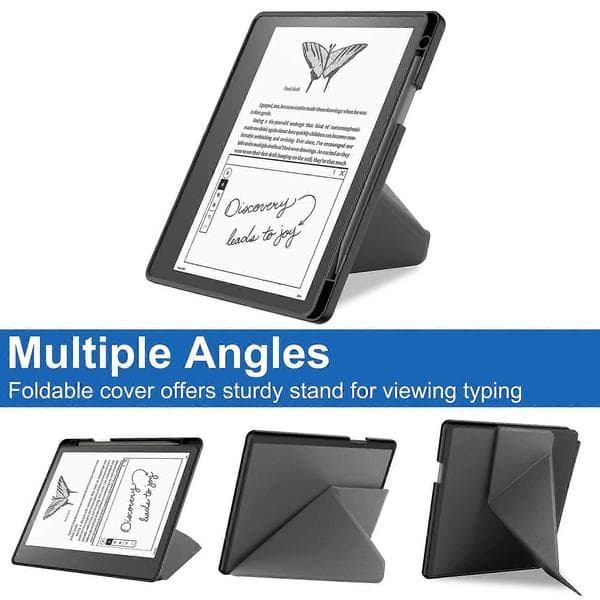 For Amazon Kindle Scribe Origami Stativ PU Lær+TPU E-bokleser Veske Støtsikker E-leser Deksel m Grey Grey