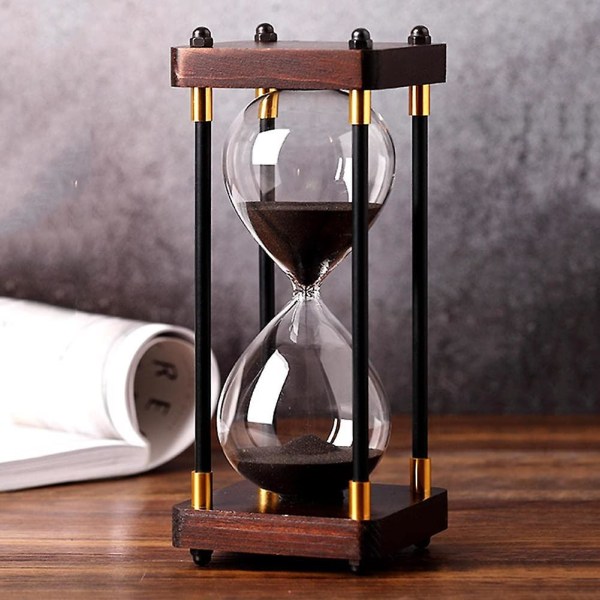 Timglas, timglastimer, 60 minuters timglas, timglas sandtimer, svart timglas i trä, för hem, matsal, kontor Decordi Man Jia