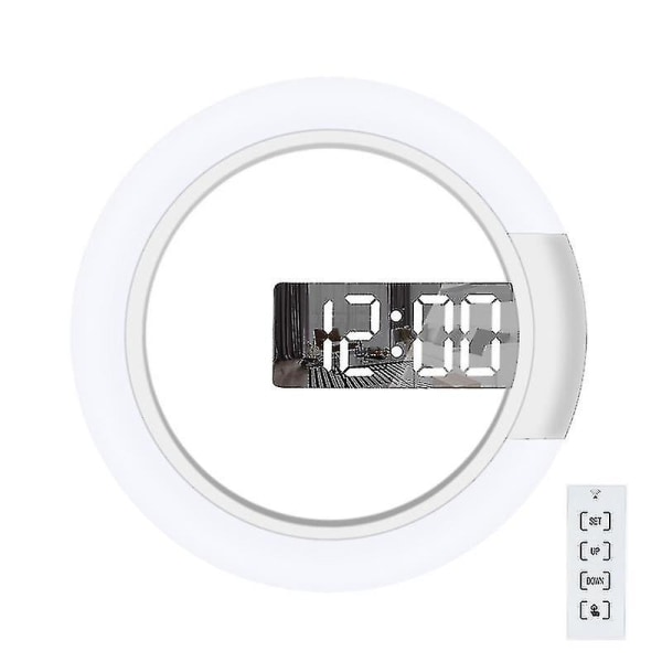 Led Wall Clock, Remote Control Digital Wall Clock Creative Led Mirror Wall Clock With Alarm