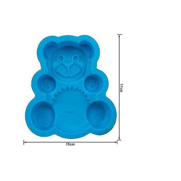 2 stk. 3d bjørneformet silikonekageform til børn blå