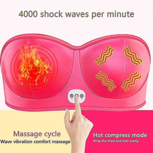 Elektrisk brystforstørrelsesmassasjeapparat Brystforsterker Booster Oppvarmet bryststimulator Red Rechargeable