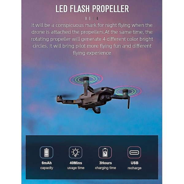 för Mini 2 Drone LED Blinkande Belysning Blad Propeller Skydd, Belysning Propeller
