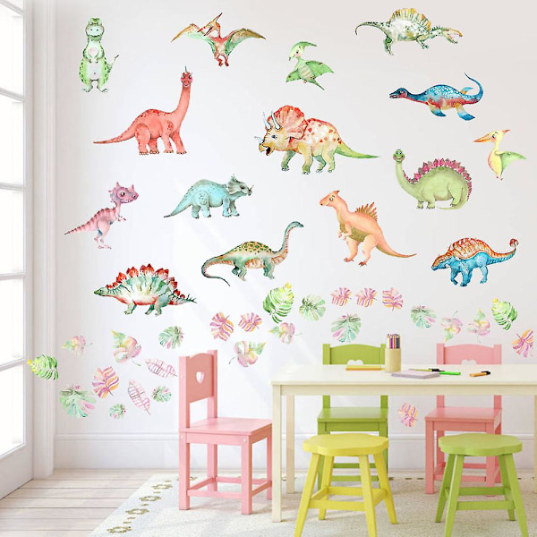 Set med 4 dinosaurie-väggdekaler, väggdekaler för barnrum, dinosaurie-väggdekaler för pojkrum, flickrum, vardagsrum, väggdekoration