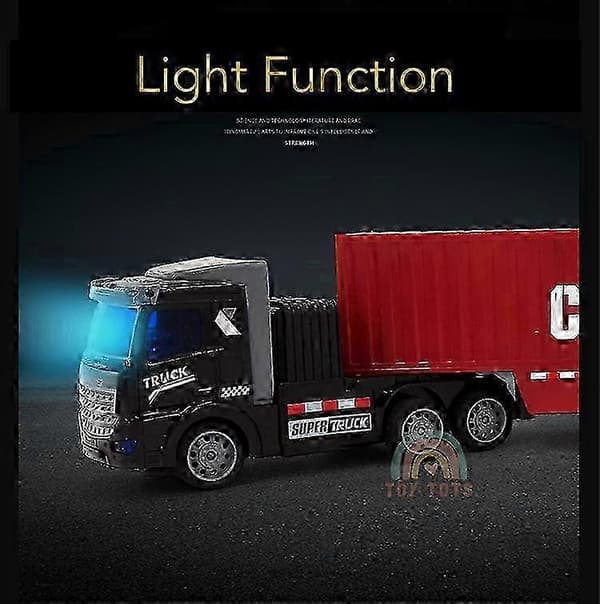 Fjärrstyrd semitrailerlastbil med simulerade lampor trådlös fjärrkontroll pojkars leksaksbil present Red Trailer